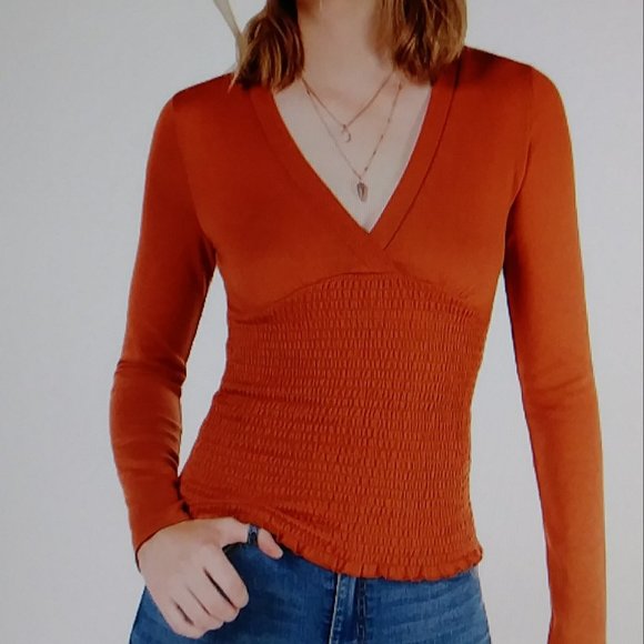 Freshman Sweaters - Freshman Juniors Hacci Knit Smocked Pullover Sweater
